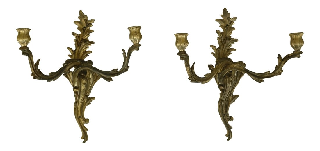 French Louis XV Style Bronze Candelabras - a Pair (1 of 9)