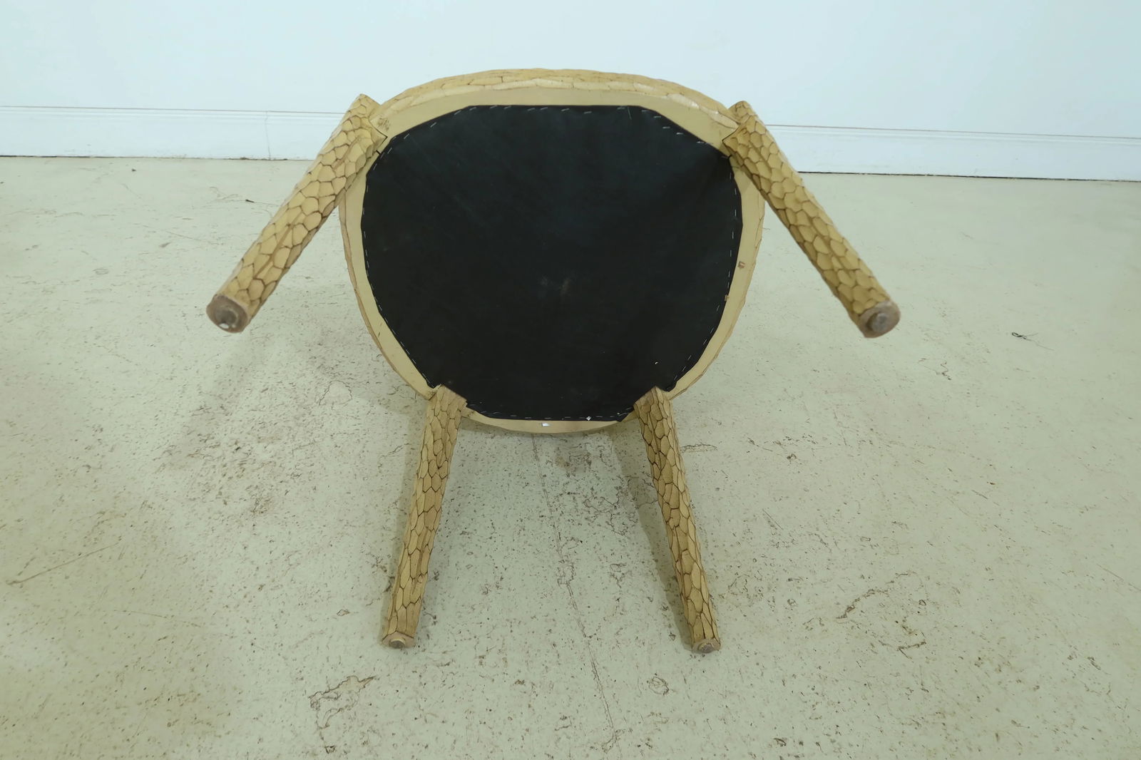 Vintage Yellow Finish Carved Side Chair - 10