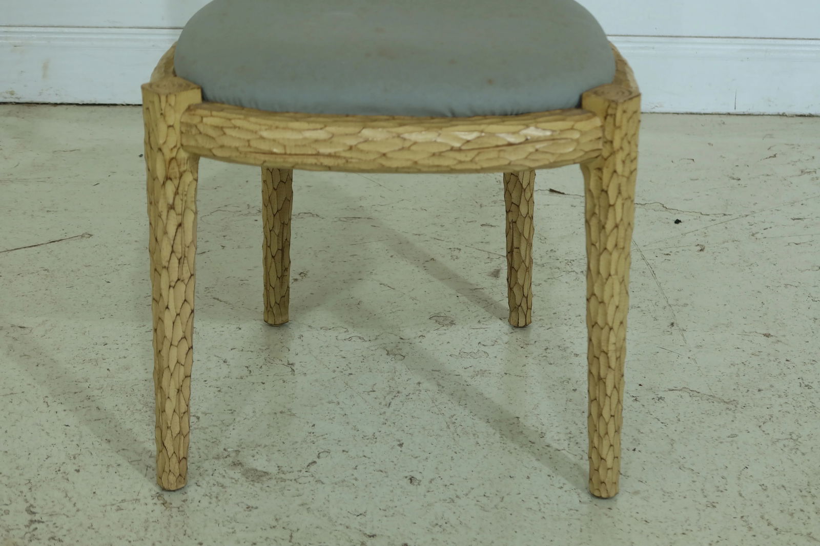 Vintage Yellow Finish Carved Side Chair - 2