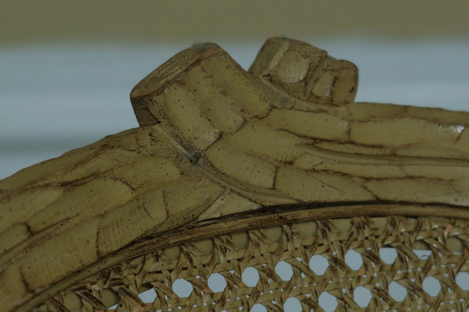 Vintage Yellow Finish Carved Side Chair - 4