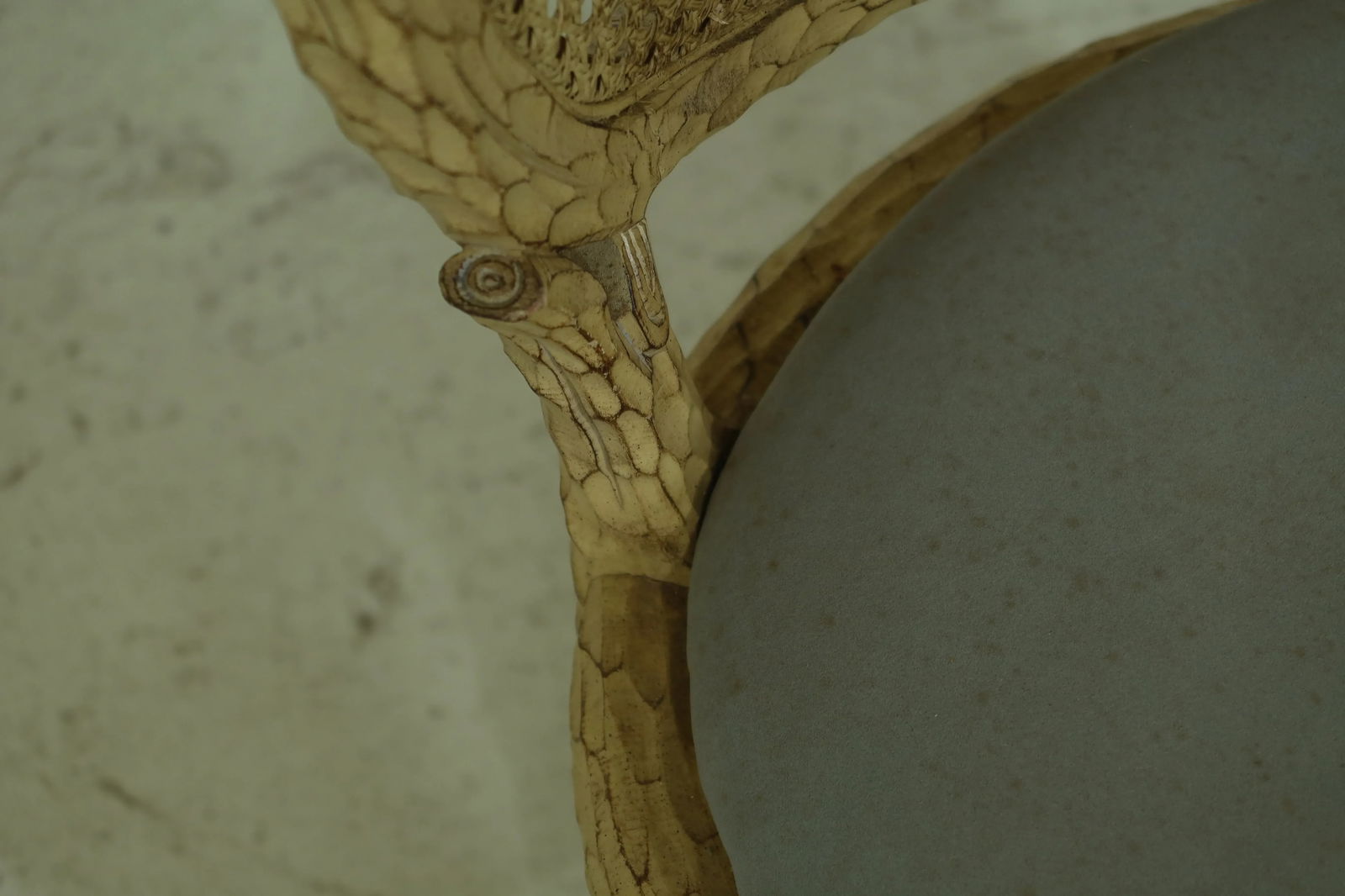 Vintage Yellow Finish Carved Side Chair - 5