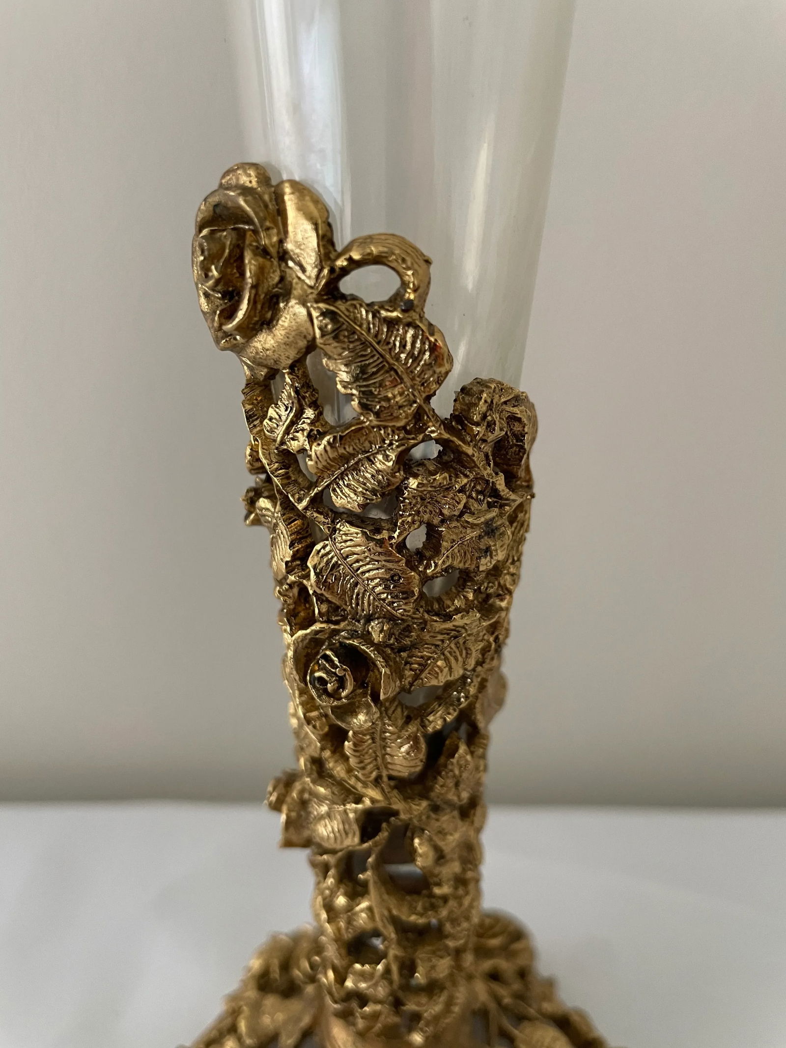 Vintage Matson Ormolu 24k Gold Plated Bud Vase - Hexagon Bottom - 3