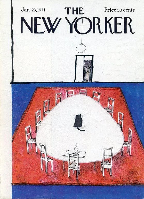 1971 Vintage New Yorker Cover, January 23 (Ronald Searle), Original New Yorker Magazine Cover, Busin - 2