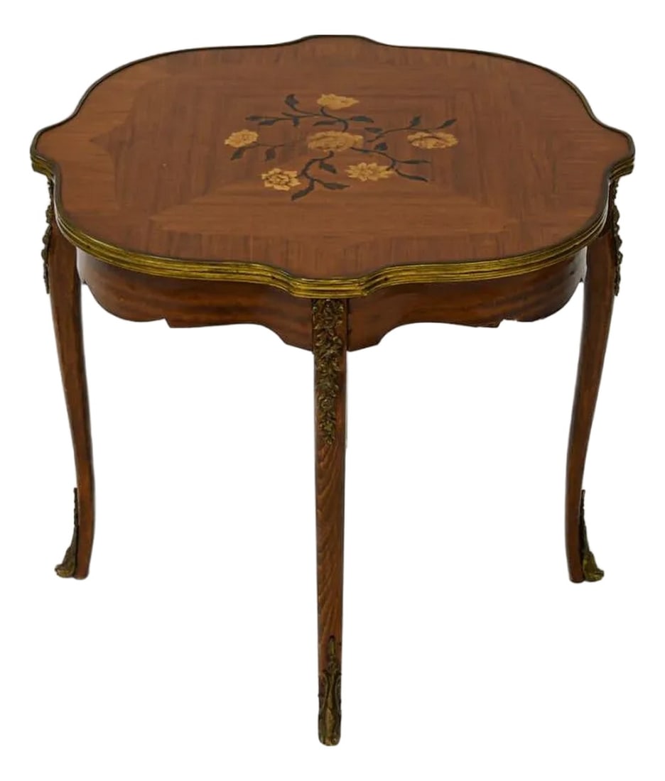 Italian Ormolu Side Table With Floral Marquetry Motif (1 of 4)