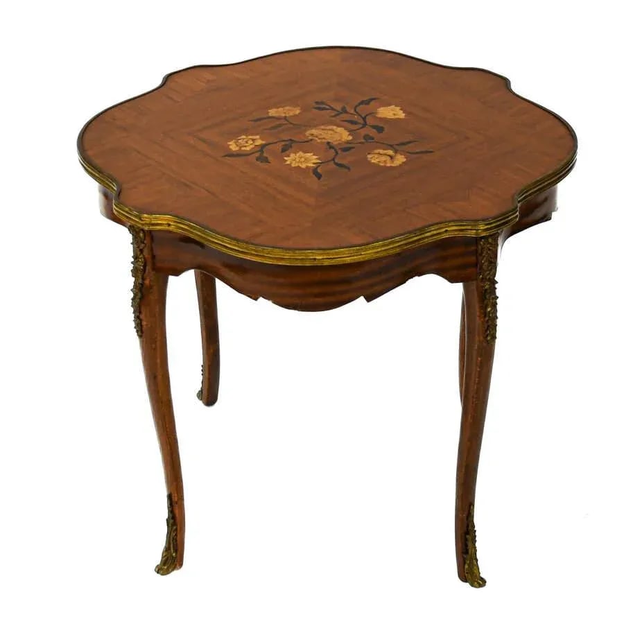 Italian Ormolu Side Table With Floral Marquetry Motif - 3