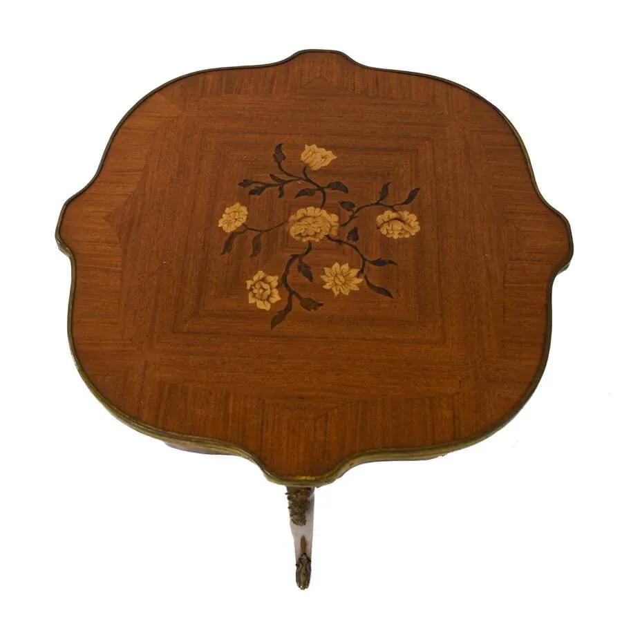 Italian Ormolu Side Table With Floral Marquetry Motif - 4