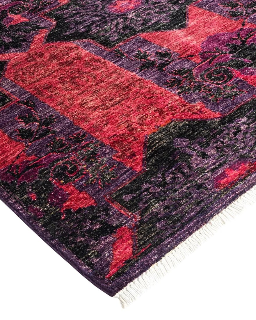 Modern Hand-Knotted Area Rug - Pink, 4' 3" x 5' 0" - 2