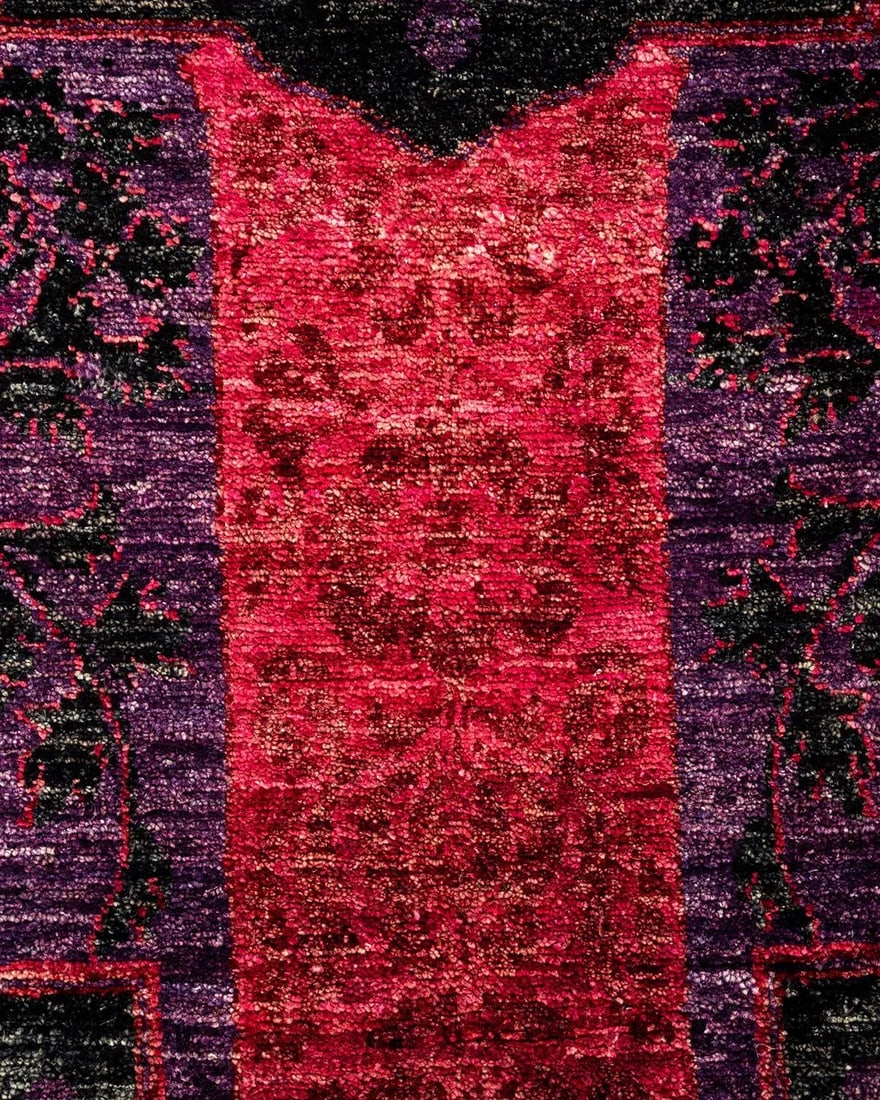 Modern Hand-Knotted Area Rug - Pink, 4' 3" x 5' 0" - 3