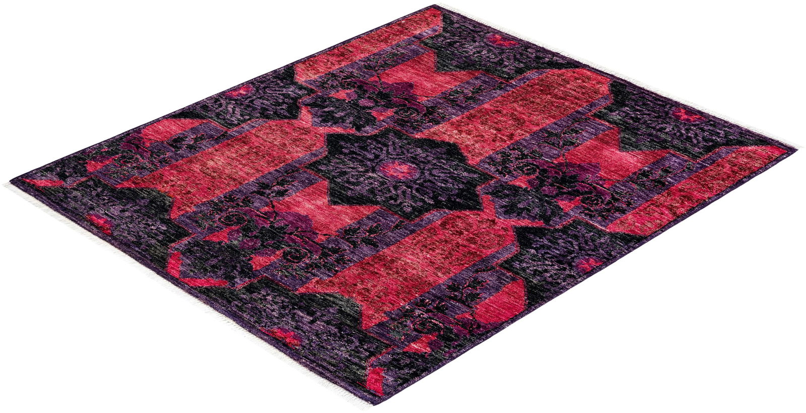 Modern Hand-Knotted Area Rug - Pink, 4' 3" x 5' 0" - 8