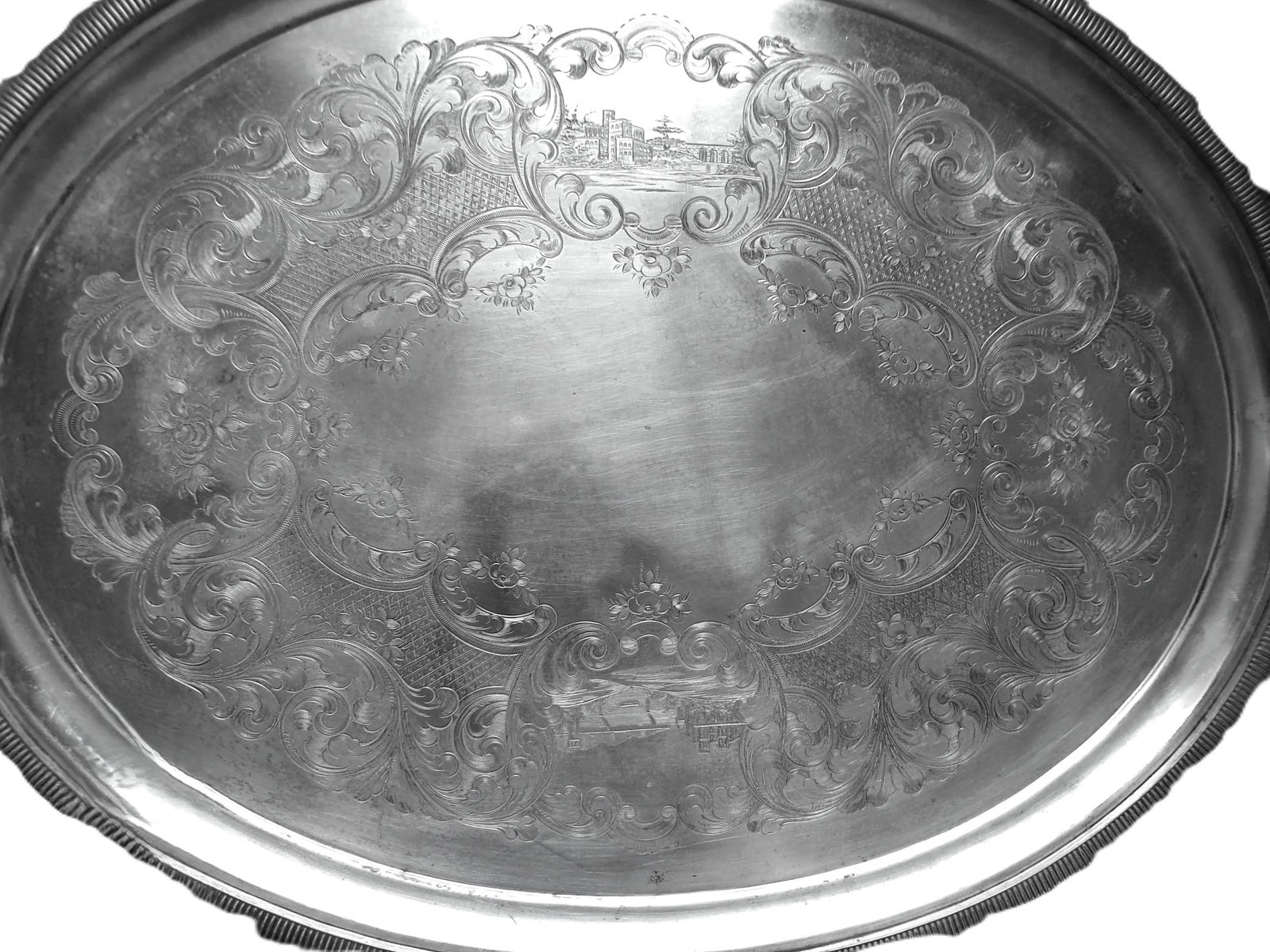Huge Silver Plated Tray Marked "Rogers Smith & Co., New Haven, Conn.", Probably 1800s - 10