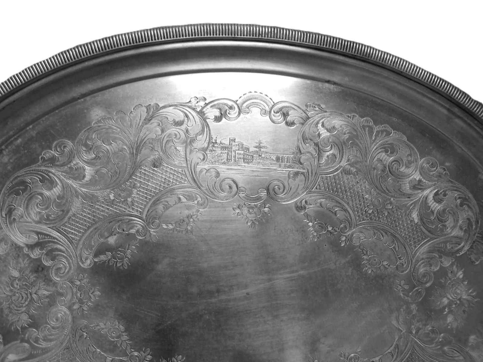 Huge Silver Plated Tray Marked "Rogers Smith & Co., New Haven, Conn.", Probably 1800s - 5
