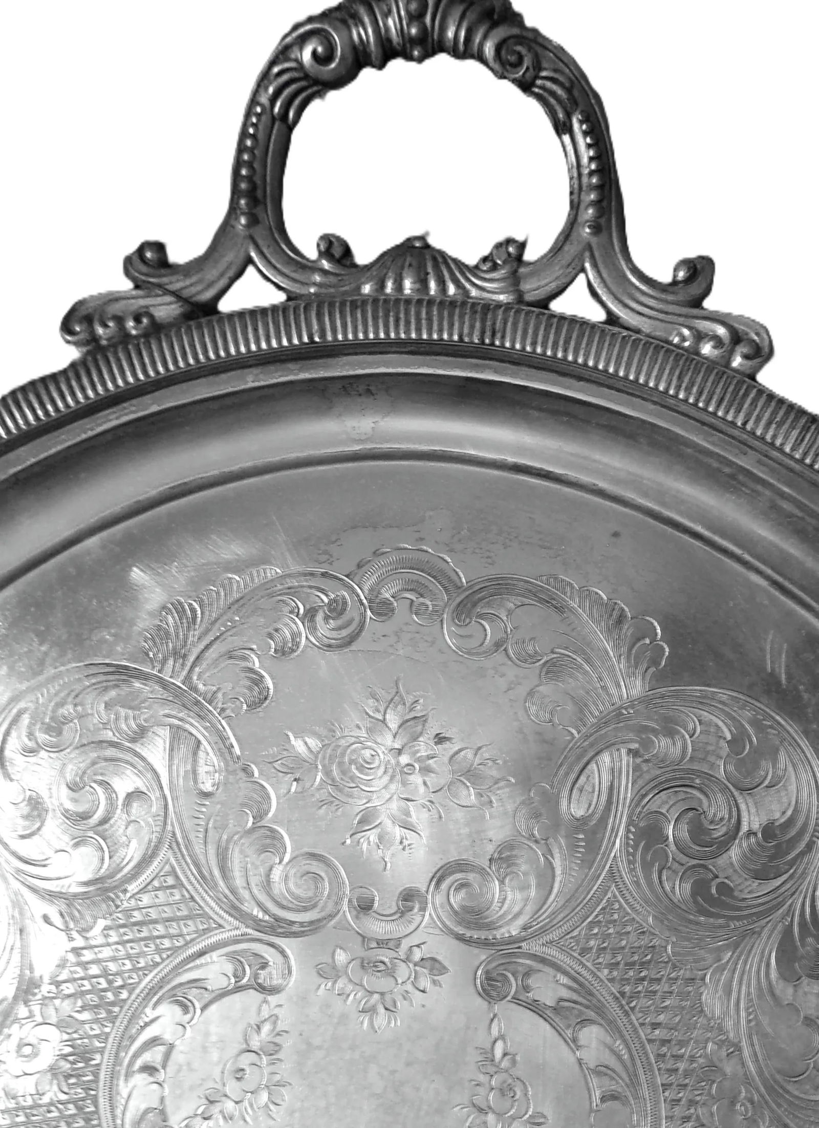 Huge Silver Plated Tray Marked "Rogers Smith & Co., New Haven, Conn.", Probably 1800s - 6