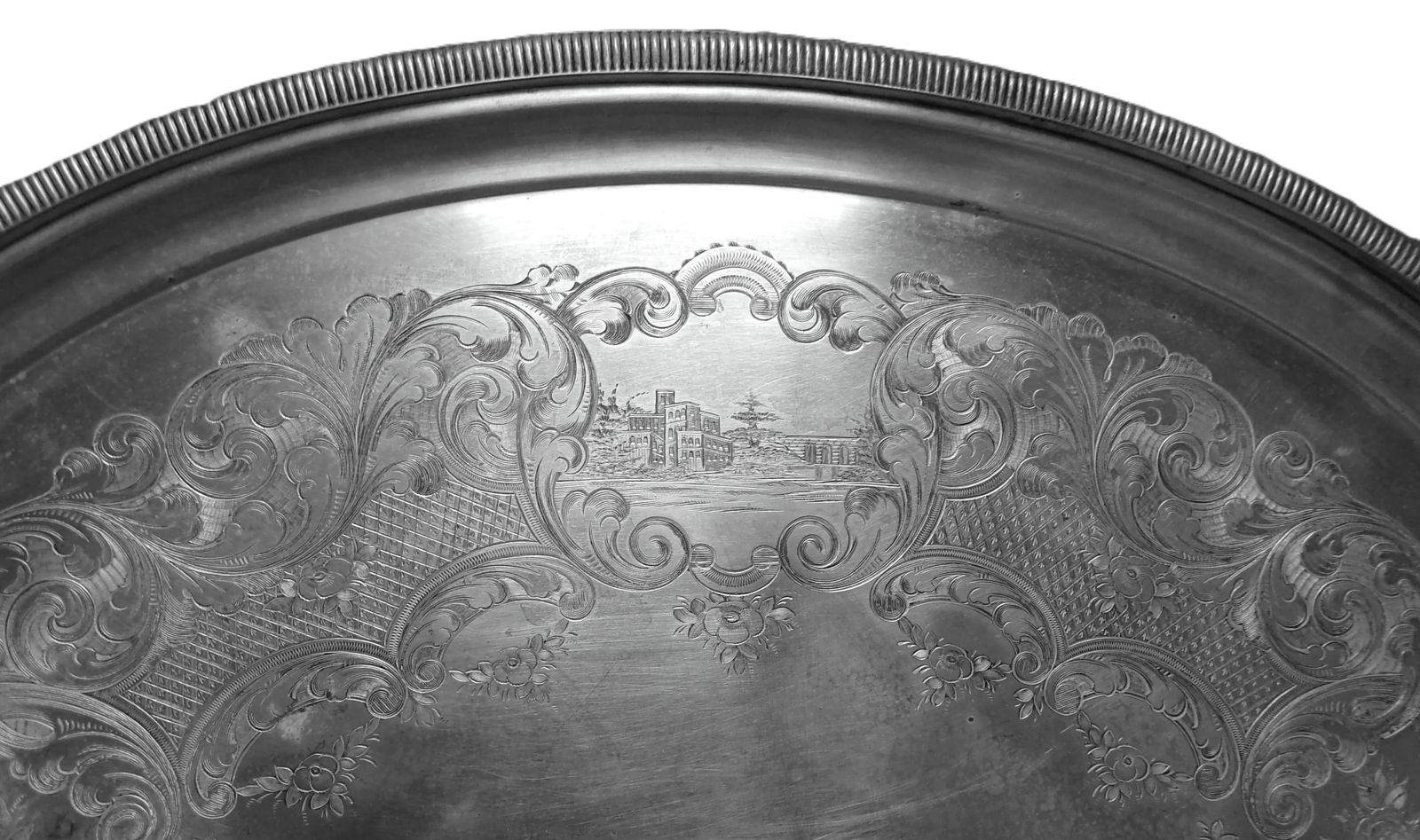 Huge Silver Plated Tray Marked "Rogers Smith & Co., New Haven, Conn.", Probably 1800s - 8
