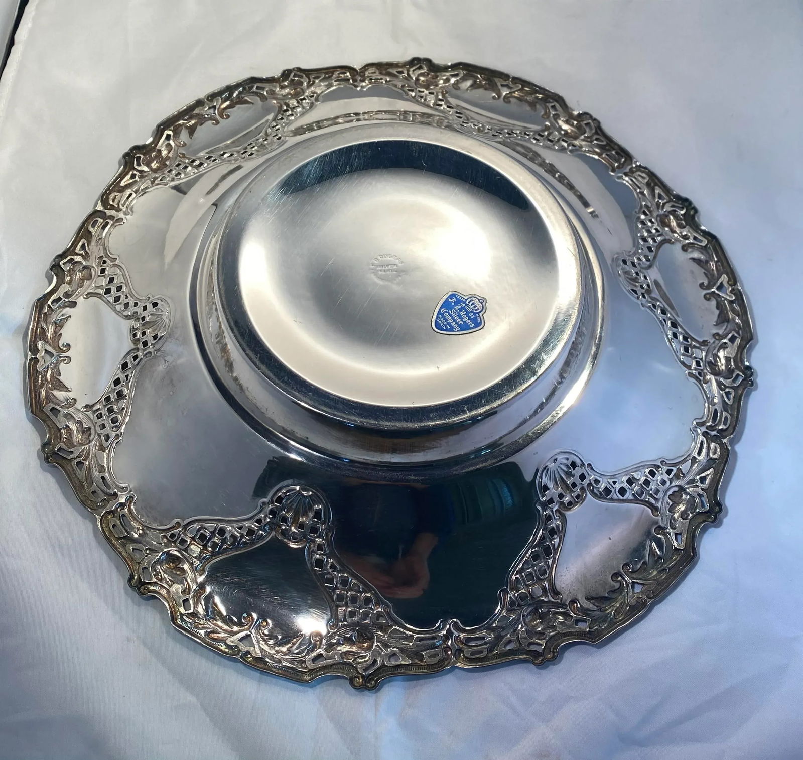 Vintage F B Rogers Silver Plate Centerpiece Bowl Made in Spain - 7