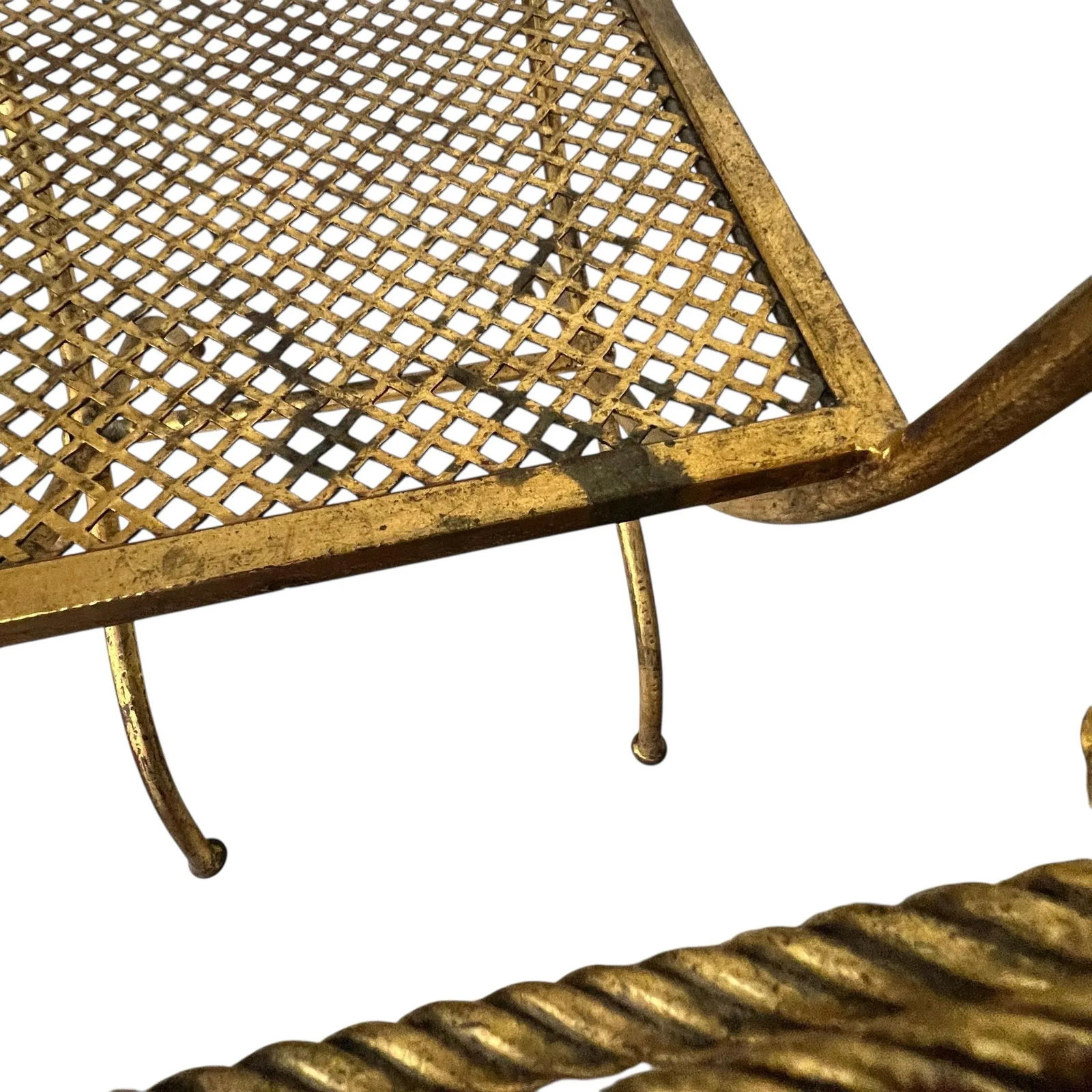 Vintage Italian Hollywood Regency Gokd Gilt Metal Tassel Accent Bench Footstool - 5