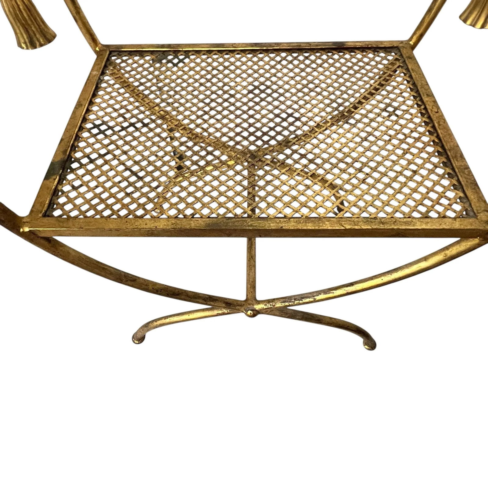 Vintage Italian Hollywood Regency Gokd Gilt Metal Tassel Accent Bench Footstool - 8