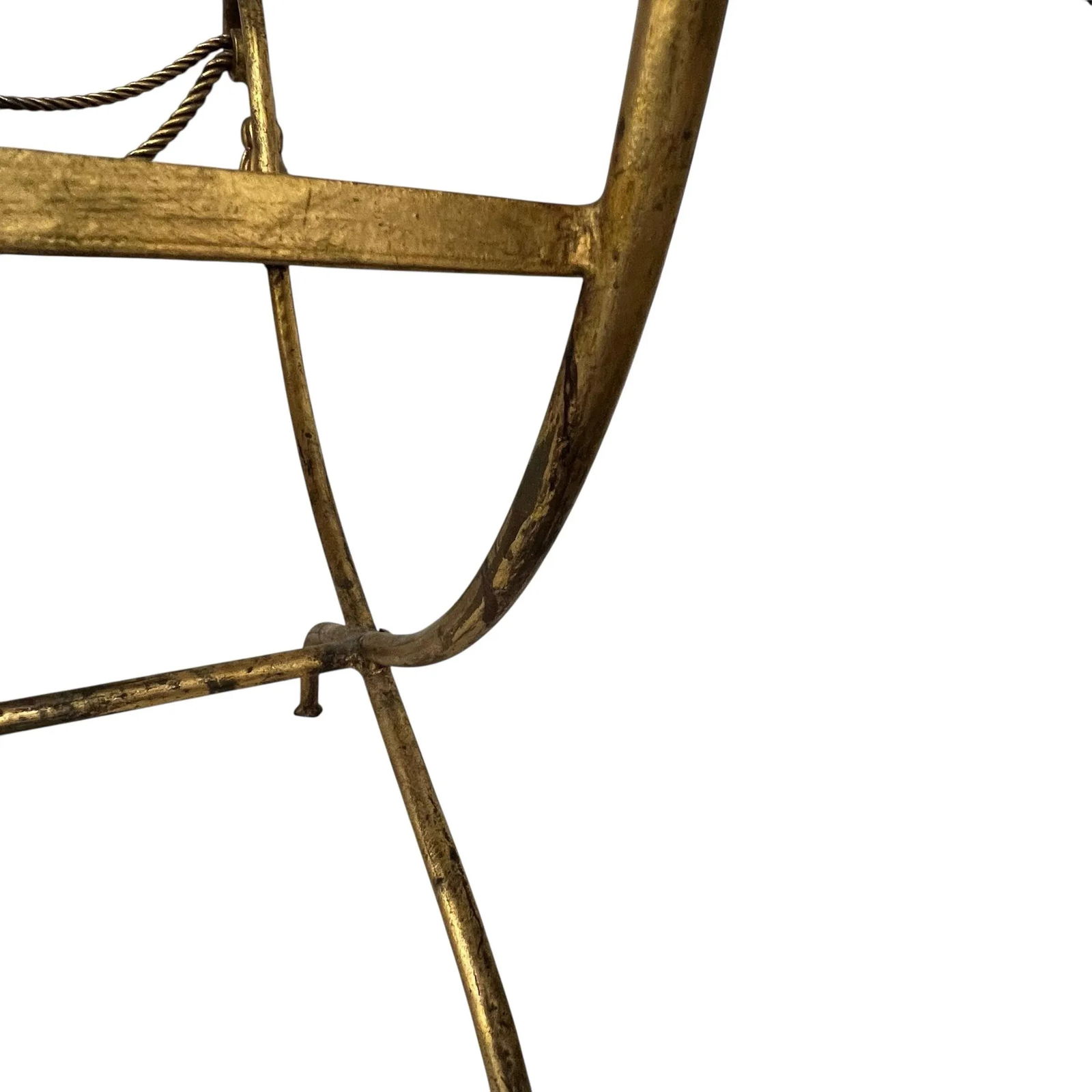 Vintage Italian Hollywood Regency Gokd Gilt Metal Tassel Accent Bench Footstool - 9