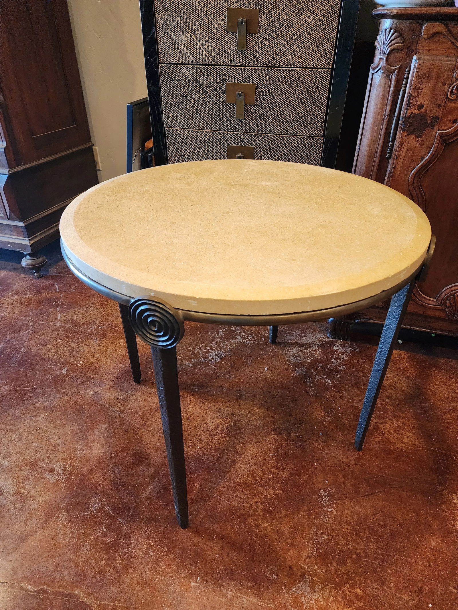 Cast Metal and Cast Stone End Table - 6