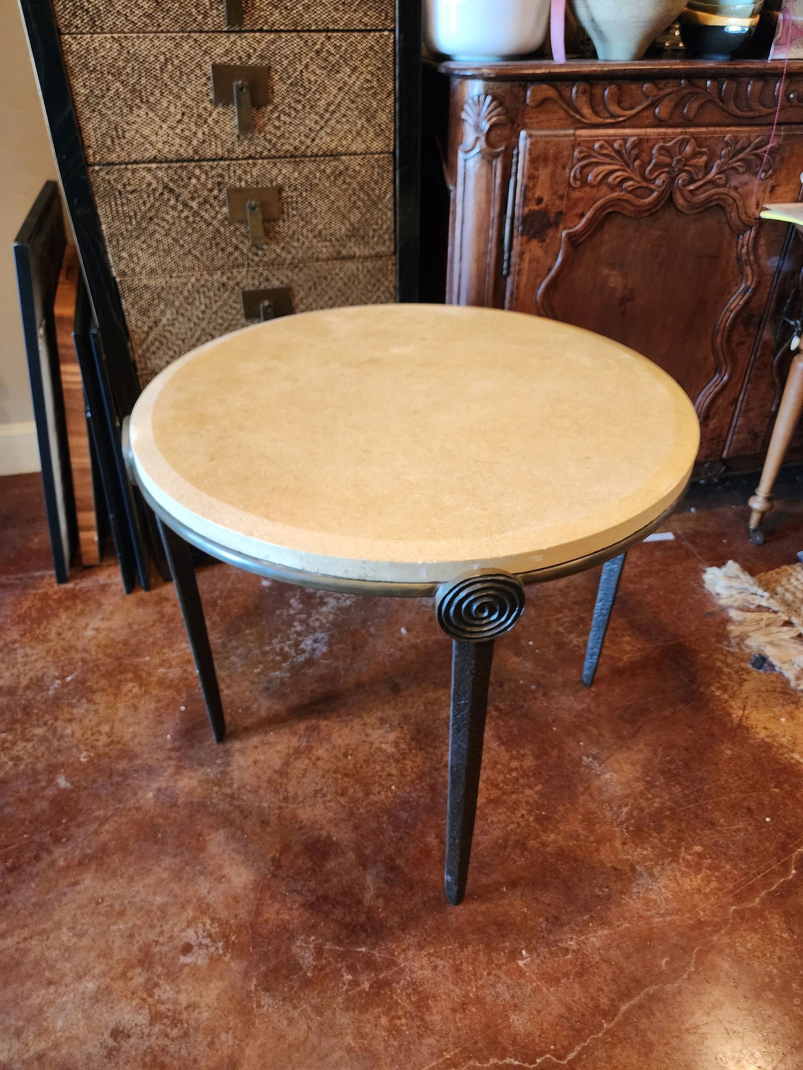 Cast Metal and Cast Stone End Table - 7