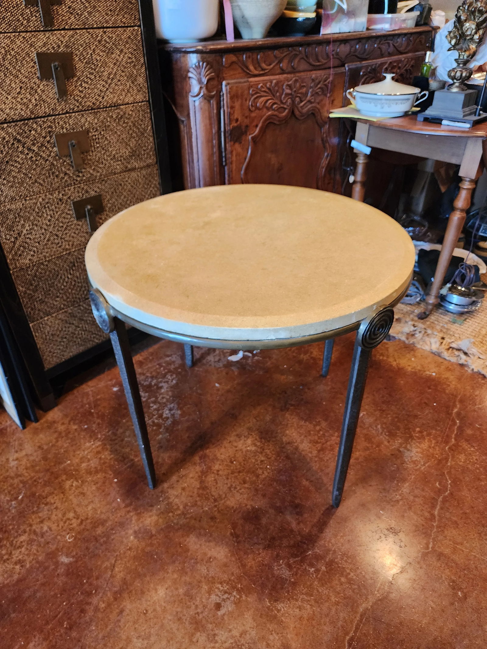 Cast Metal and Cast Stone End Table - 8