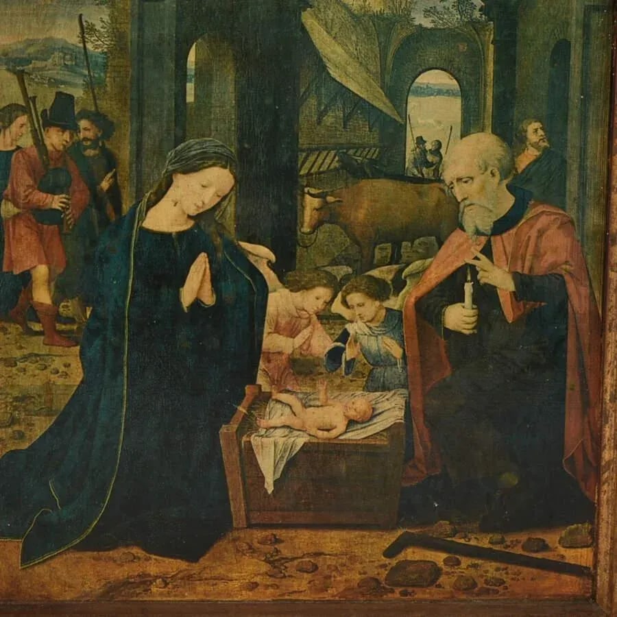 Italian Wood Triptych Holy Family - 7