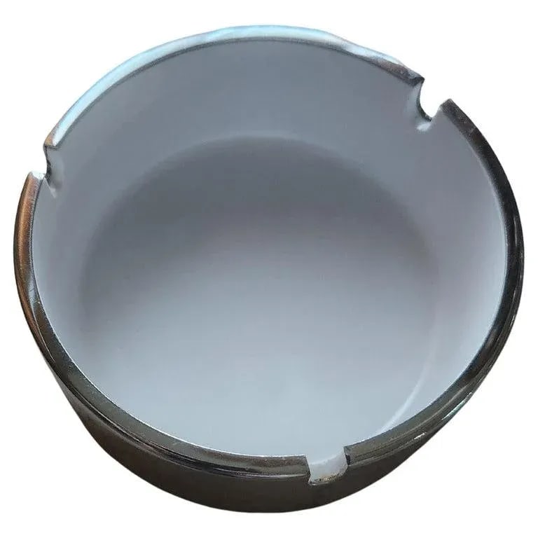 1960s Isamu Kenmochi Mod Ashtray Large Catch All Silver & White - 6