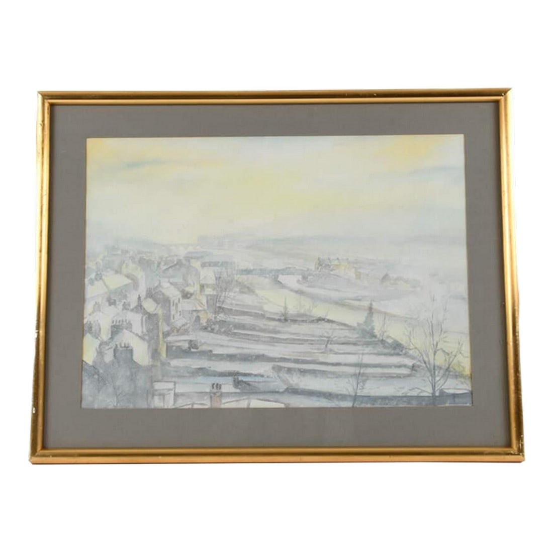 Framed Abstract Pastel by Richard Shesland: A Framed Abstract Pastel by Richard Shesland features soft, blended colors of pinks, blues, and lilacs, with fluid shapes and gentle transitions between tones. The piece evokes emotion through
