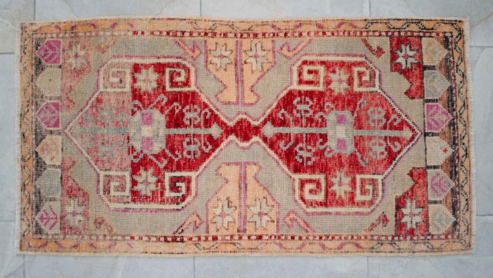 Hand Knotted Door Mat, Entryway Rug, Bath Mat, Kitchen Decor, Small Rug, Turkish Rug - 1'10"x - 10