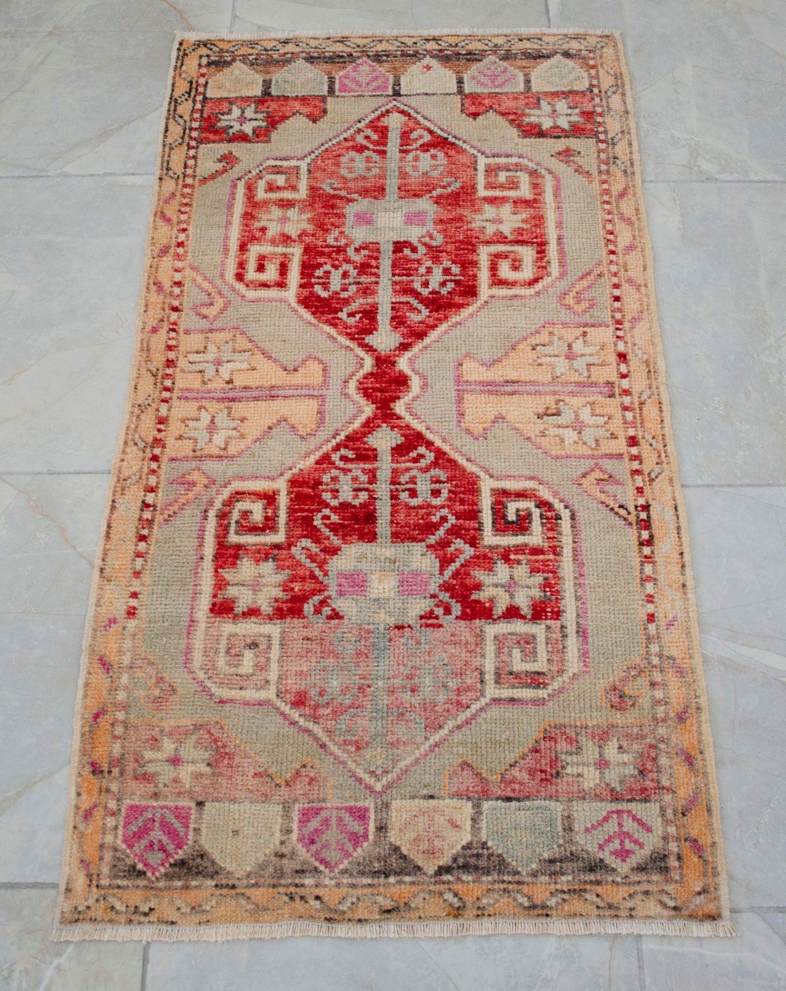 Hand Knotted Door Mat, Entryway Rug, Bath Mat, Kitchen Decor, Small Rug, Turkish Rug - 1'10"x - 12