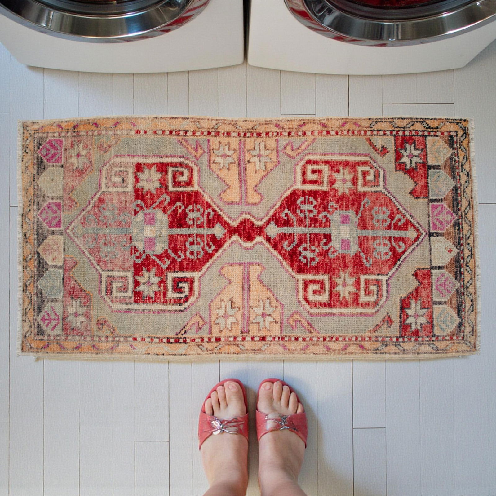 Hand Knotted Door Mat, Entryway Rug, Bath Mat, Kitchen Decor, Small Rug, Turkish Rug - 1'10"x - 2