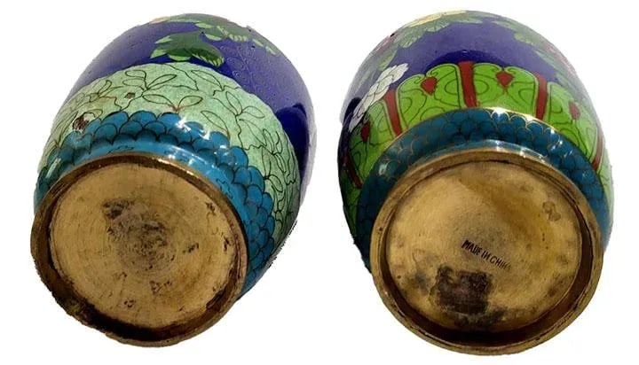 Pair Vintage Qing Dynasty Cloisonne' Vases - China - 5