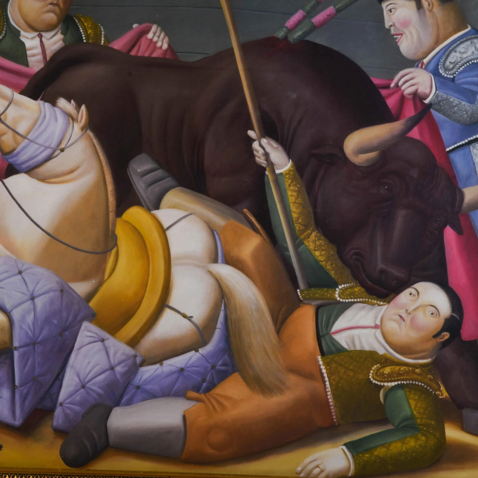 Print of El Quite by Fernando Botero in Gold Frame - 3