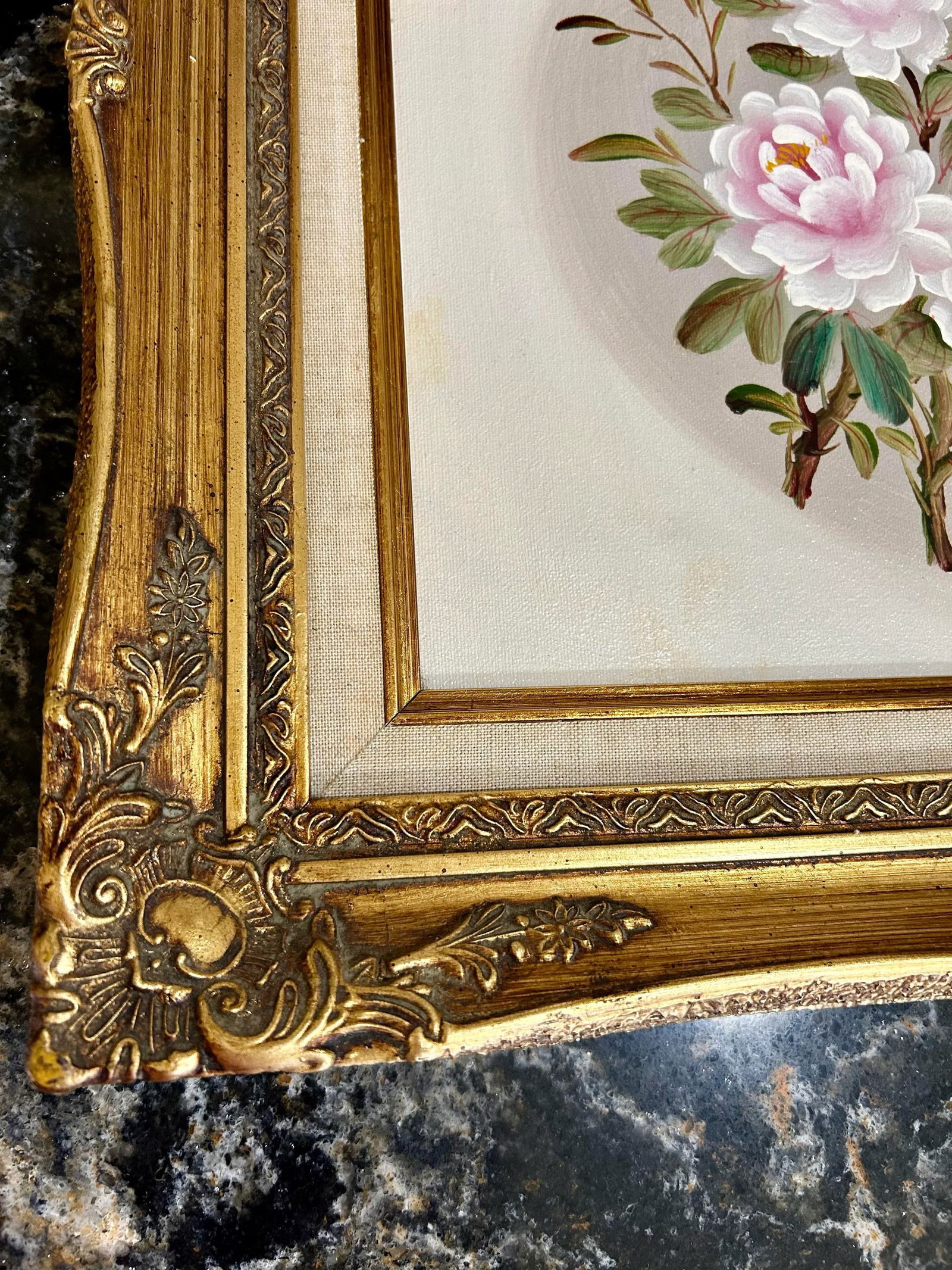 Original Signed K Chu Oil on Canvas, Bird in Floral Scene, Framed - 2