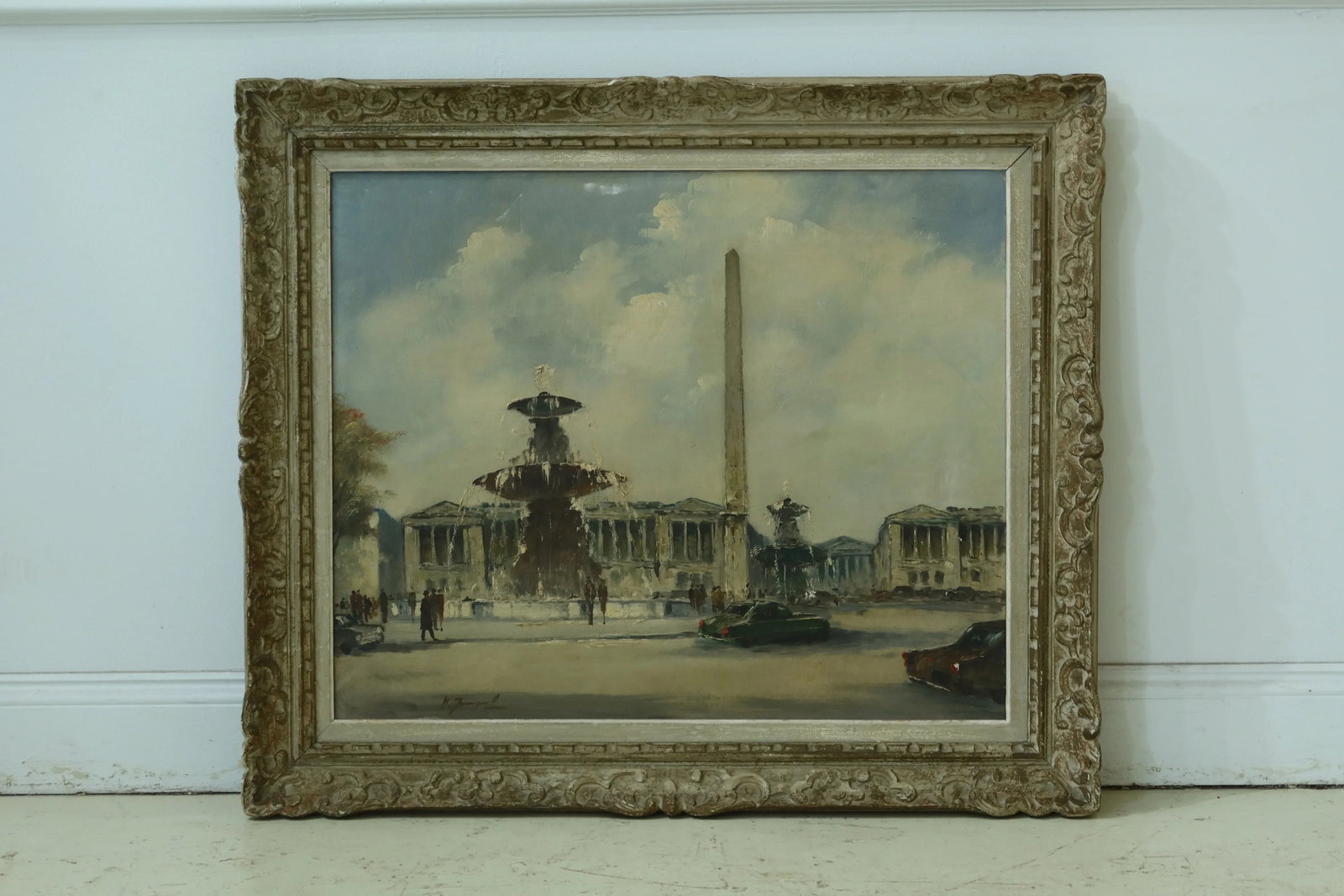 Paris French Fountain Framed Oil Painting on Canvas ~ M.Janpol - 11