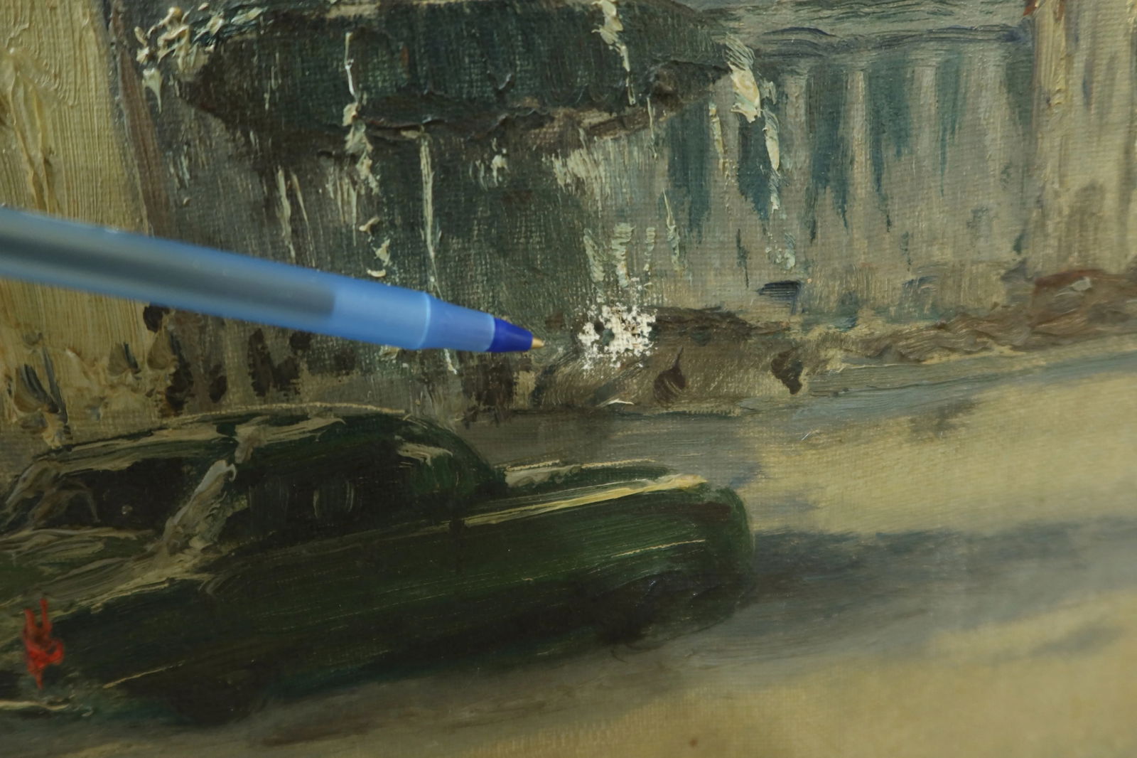 Paris French Fountain Framed Oil Painting on Canvas ~ M.Janpol - 6