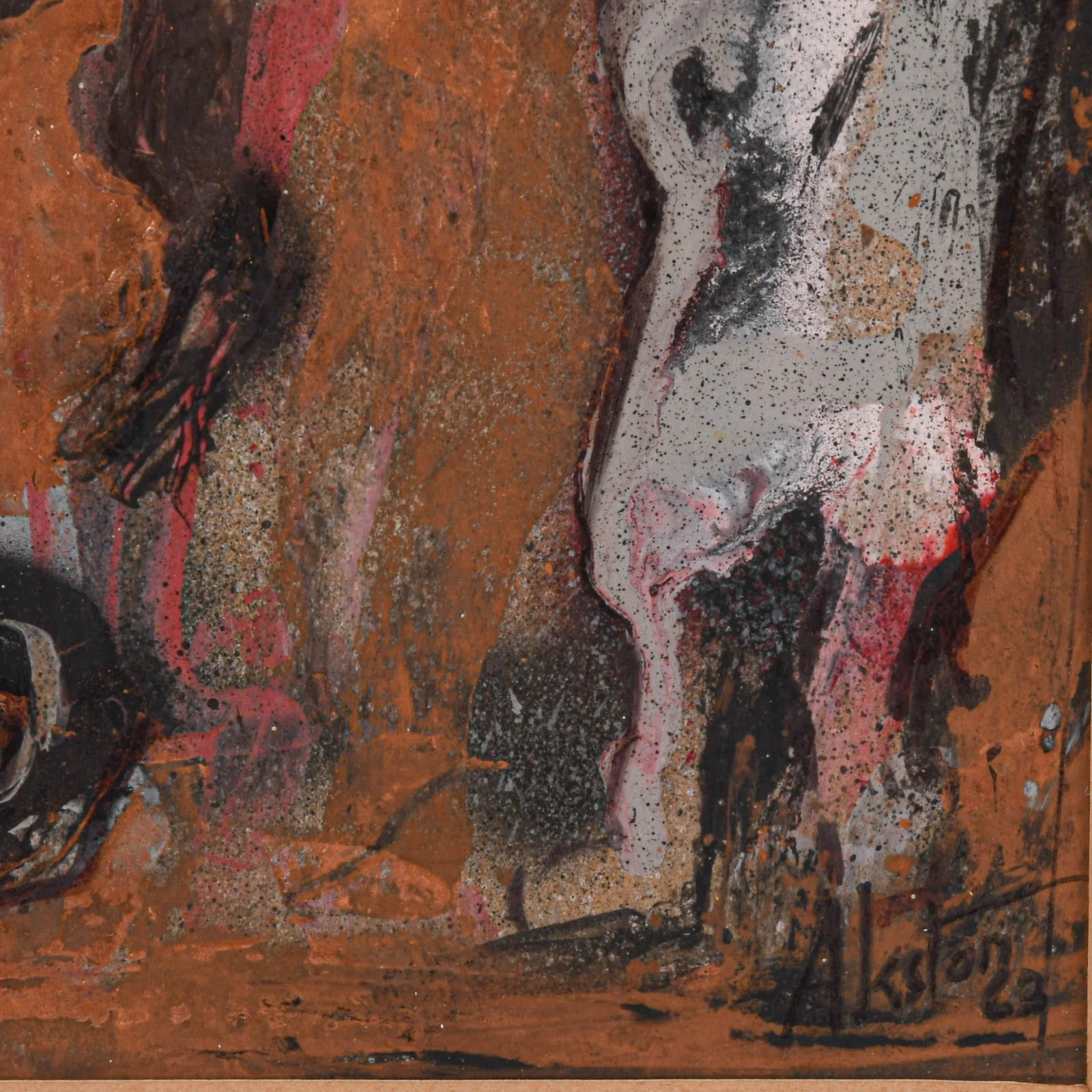 Framed Signed J. Akston "The Kiss, 1962" Mixed Media - 4