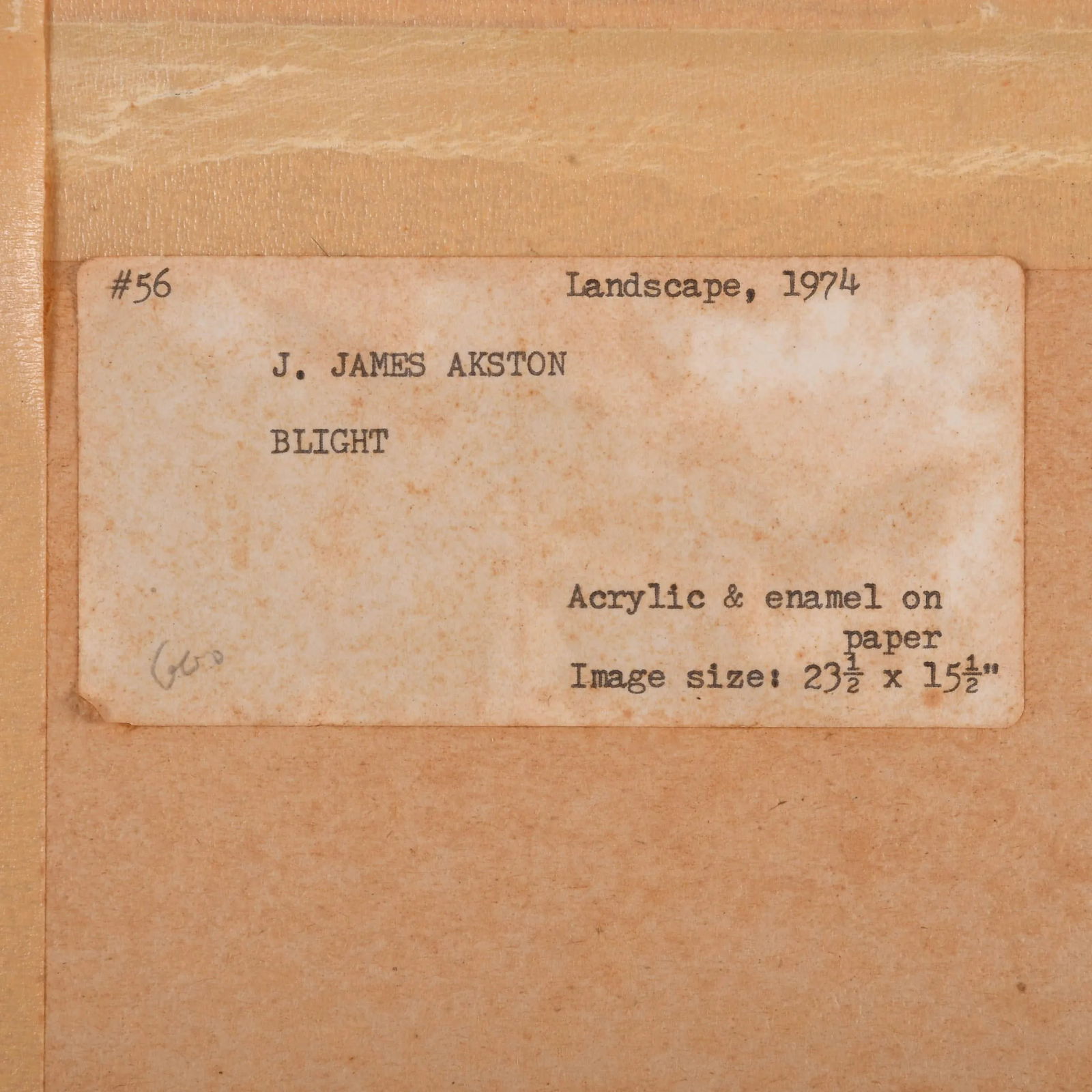 Framed Signed J. Akston "Blight, 1974" Acrylic and Enamel on Paper - 6