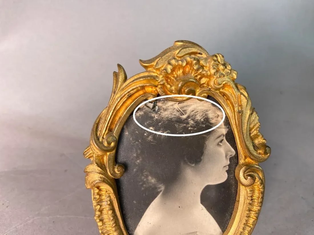 19thC French Gilded Bronze Miniature Floral Picture Frame - 2