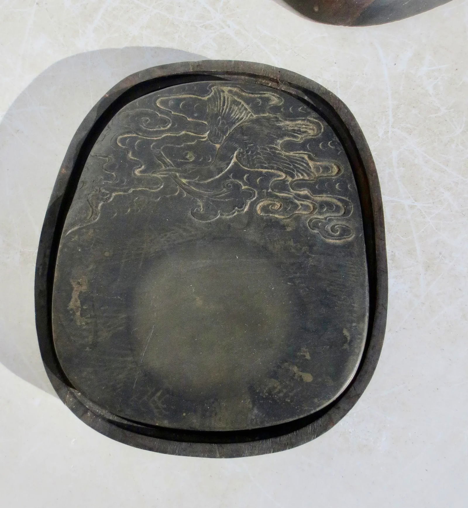 Vintage Chinese Inkstone and Wooden Box - 5