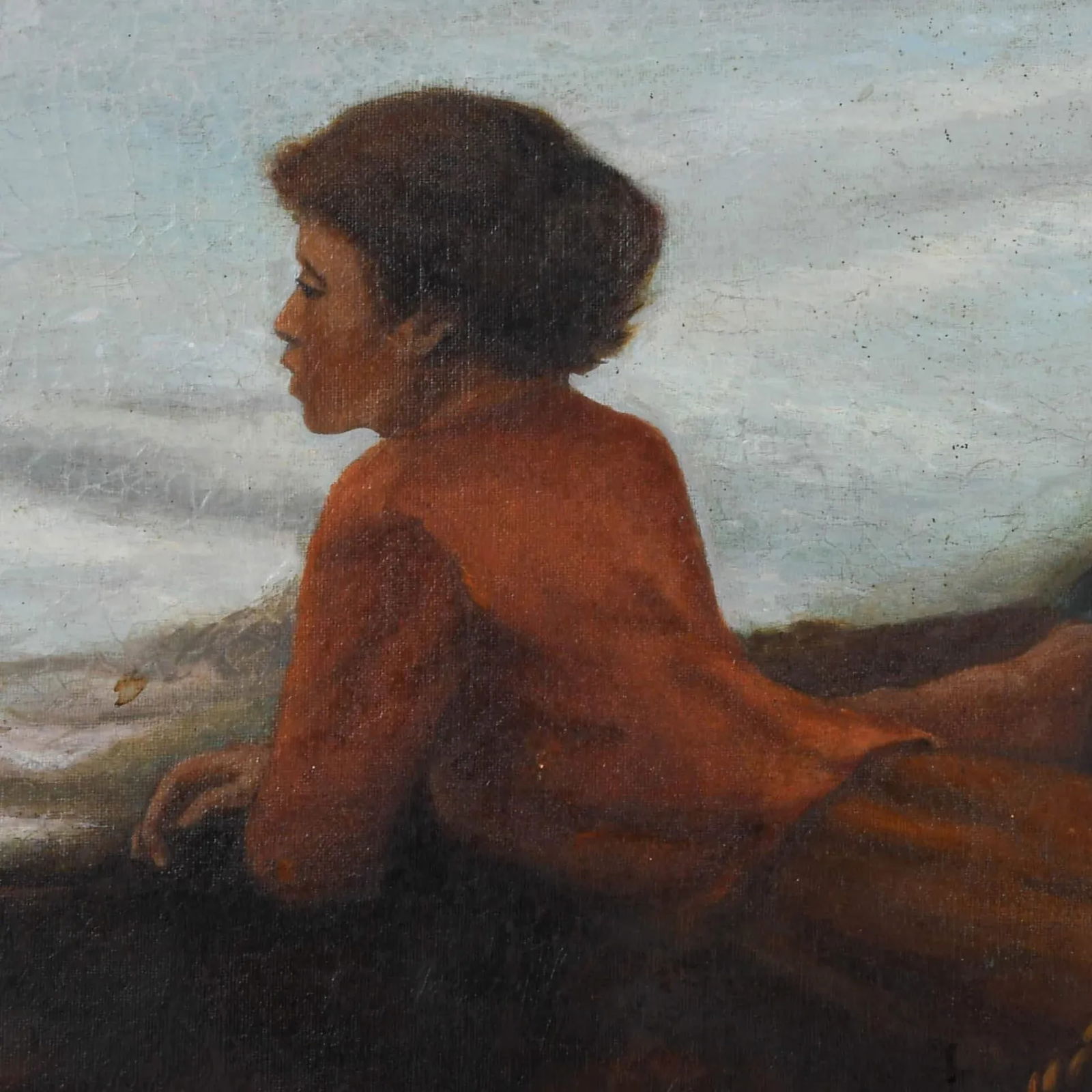 Framed "Seaside Gazing" Oil on Canvas - 4