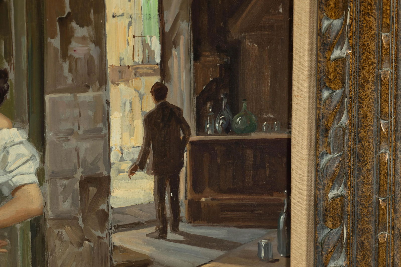 Oil Painting of an Italian Woman in a Market Scene Signed G. Graziani - 2