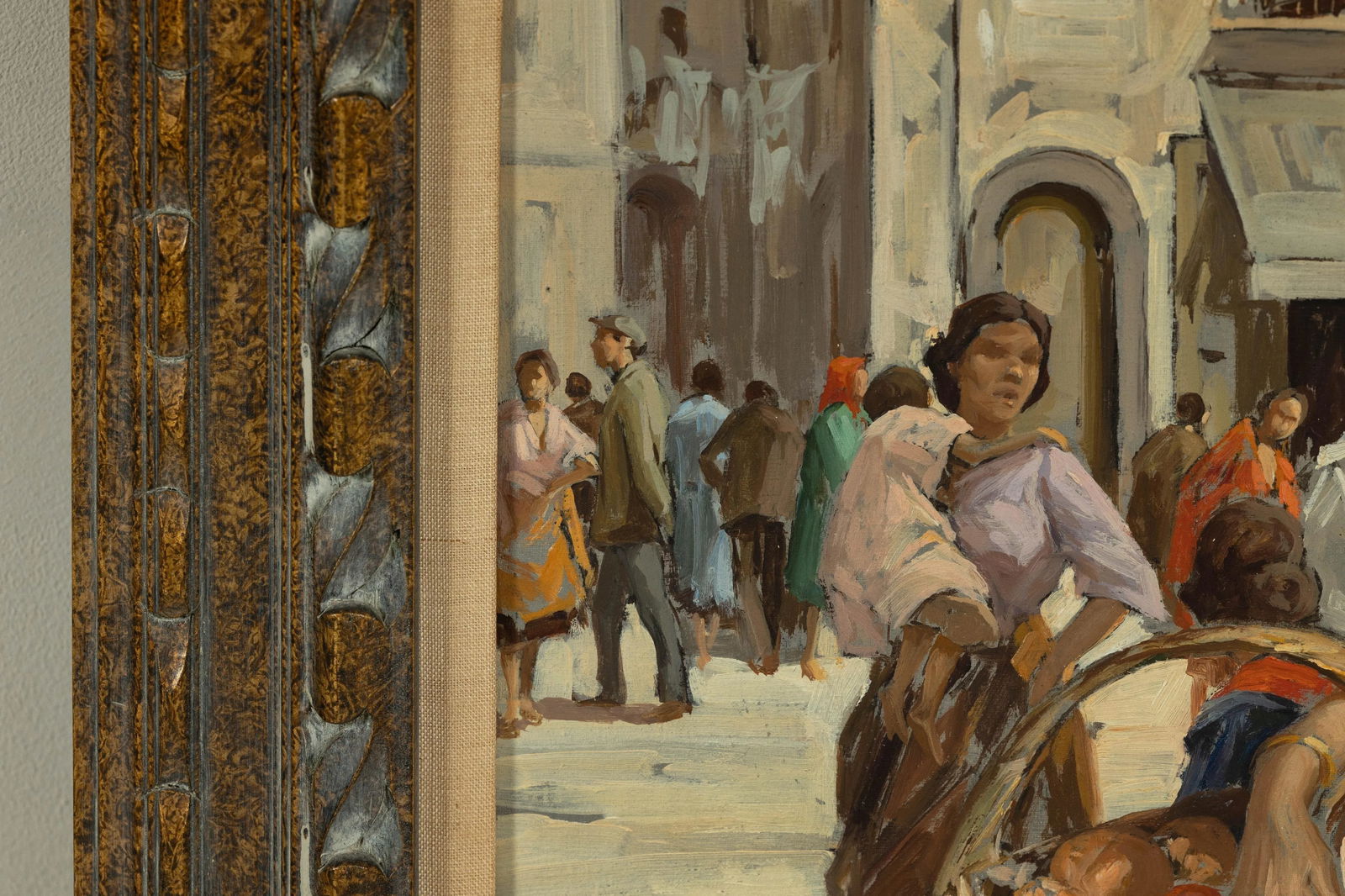 Oil Painting of an Italian Woman in a Market Scene Signed G. Graziani - 3