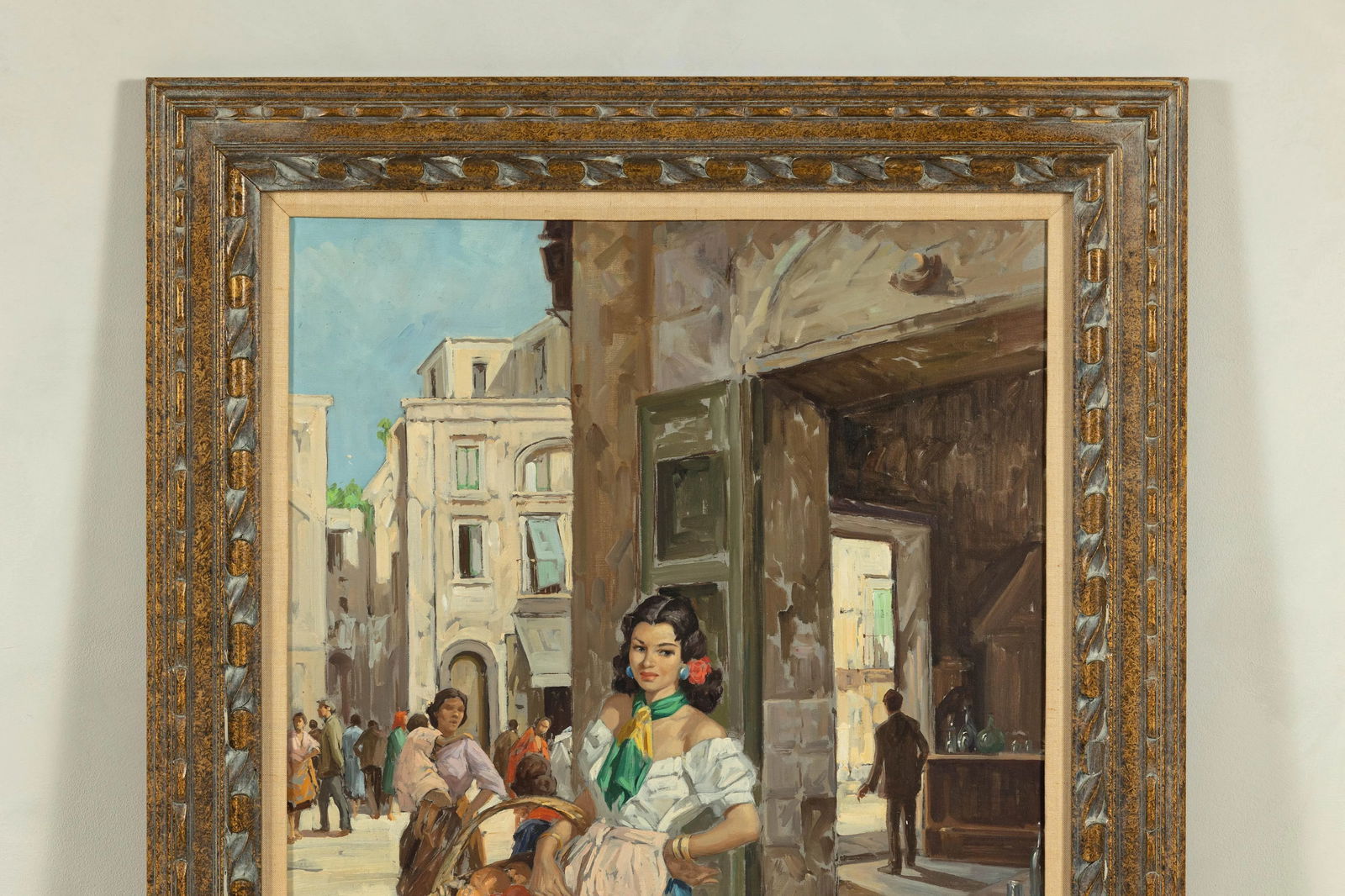 Oil Painting of an Italian Woman in a Market Scene Signed G. Graziani - 6