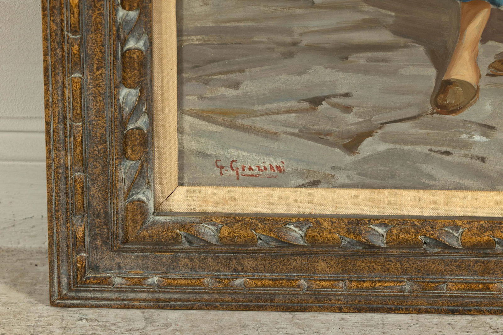 Oil Painting of an Italian Woman in a Market Scene Signed G. Graziani - 9