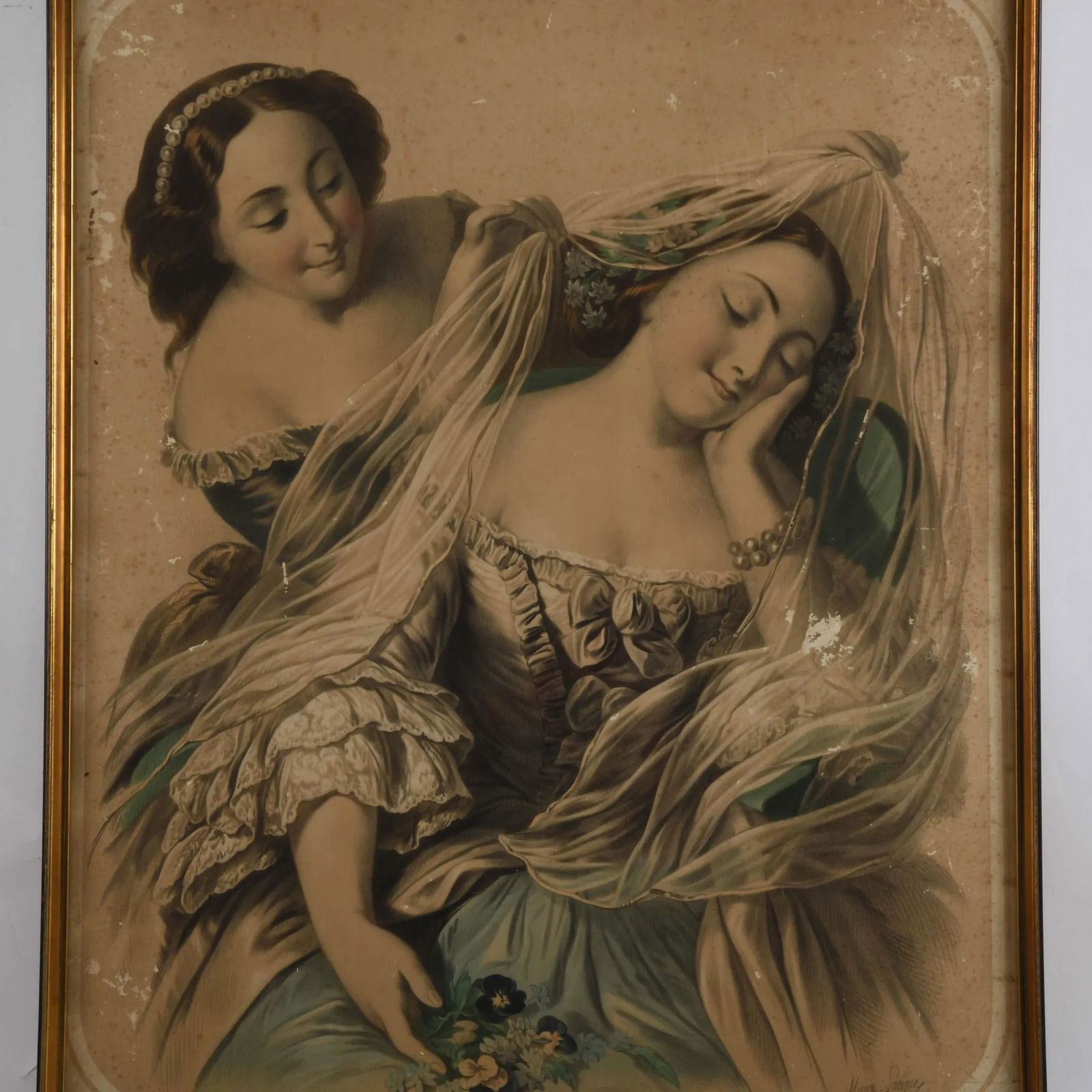 Framed Signed Louis Stanislas Marin-Levigne Lithograph and Print No. 5 - 2