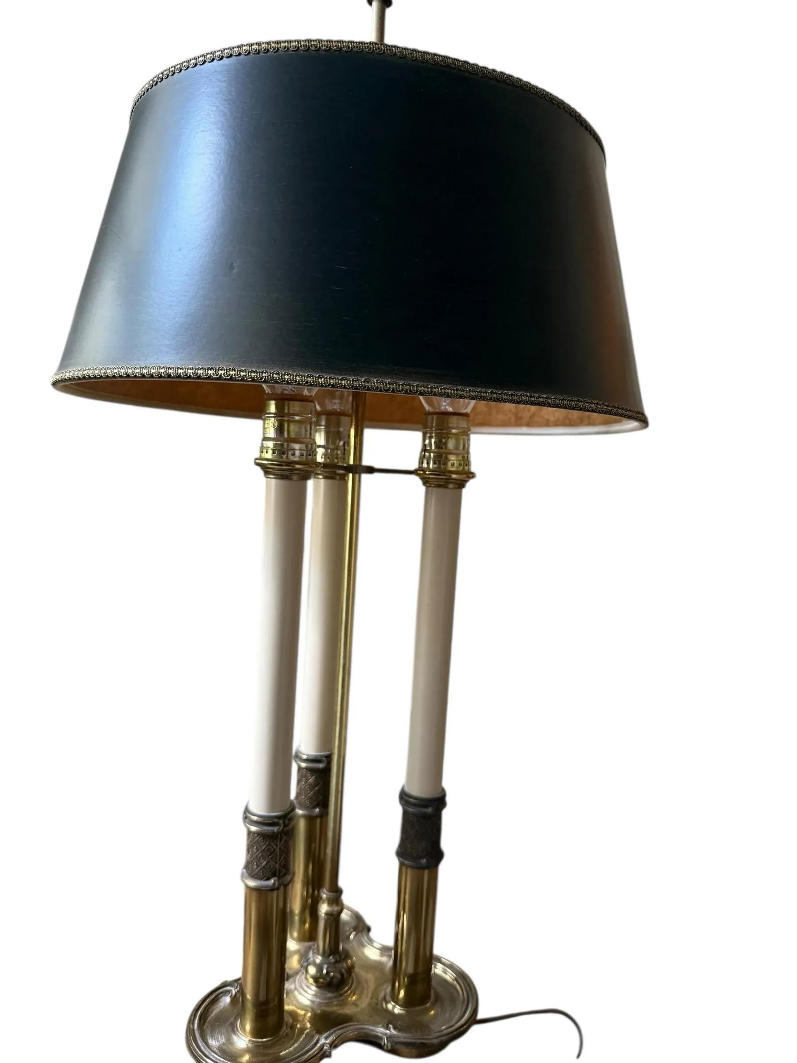 1930s Brass Bouillotte Candlestick Lamp by Stiffel With Black Shade - 2