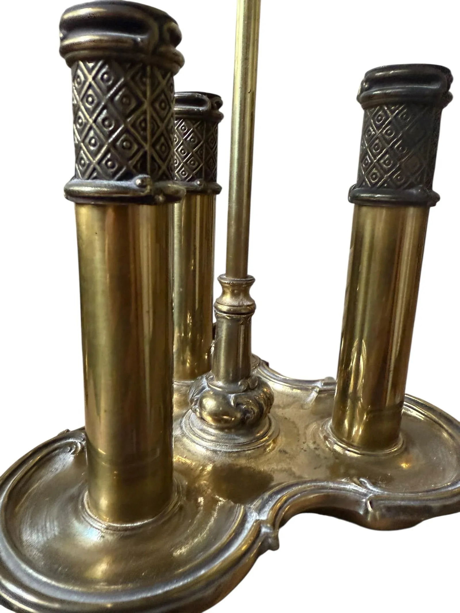 1930s Brass Bouillotte Candlestick Lamp by Stiffel With Black Shade - 4