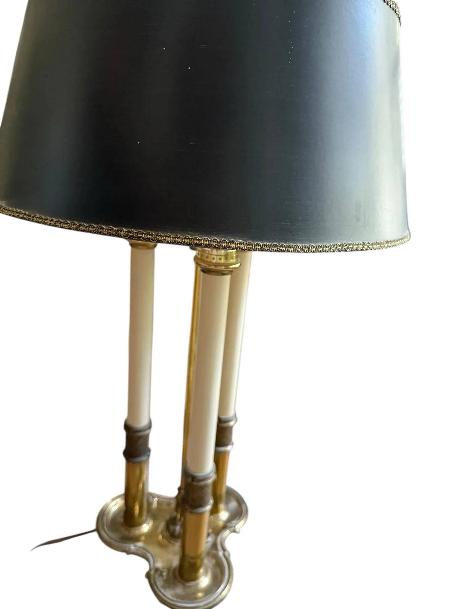 1930s Brass Bouillotte Candlestick Lamp by Stiffel With Black Shade - 6