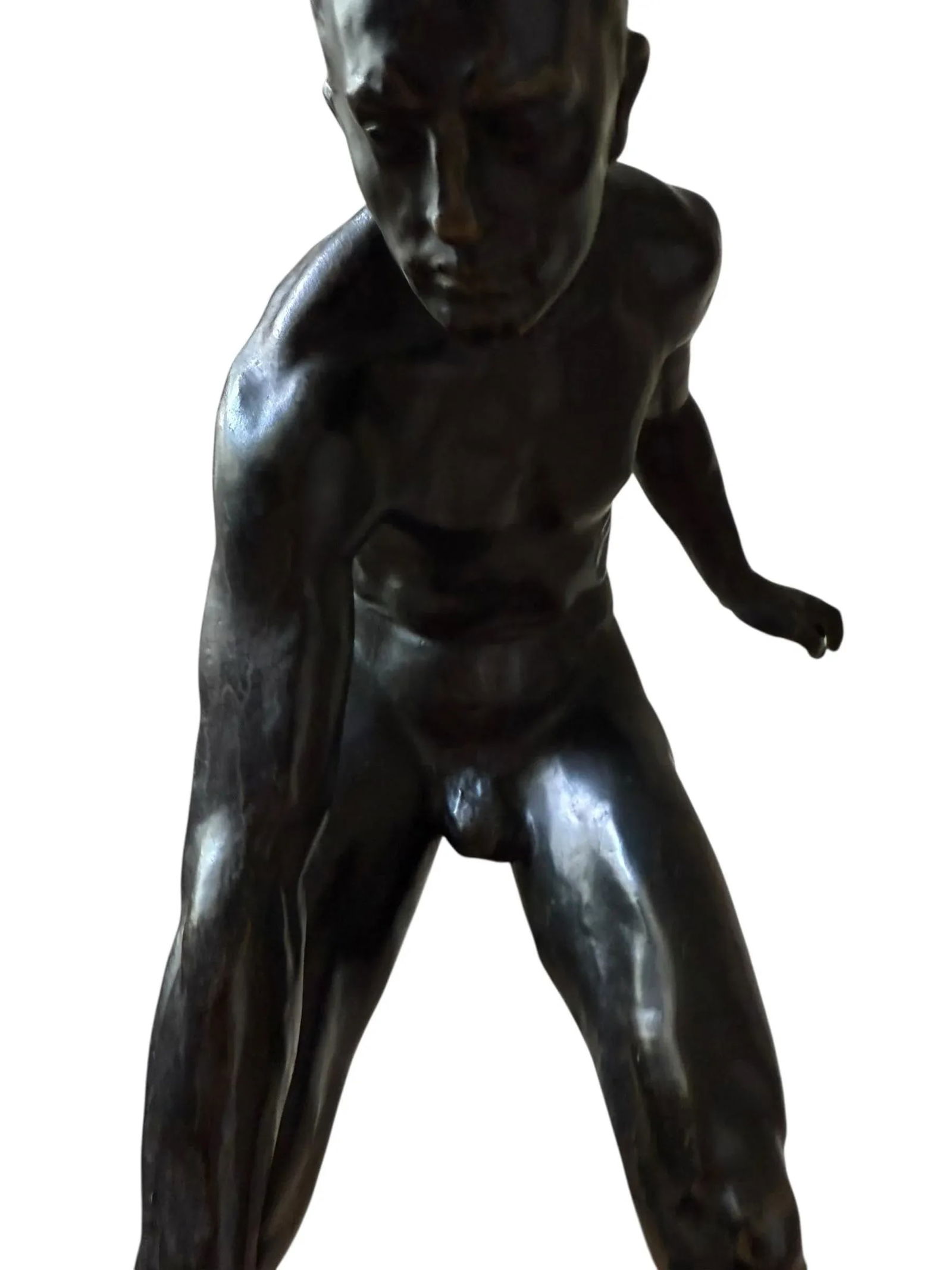 Antique Bronze Sculpture Titled Male Athlete With Kettlebell by Fritz Reinhold Seifert Made 1922 - 4