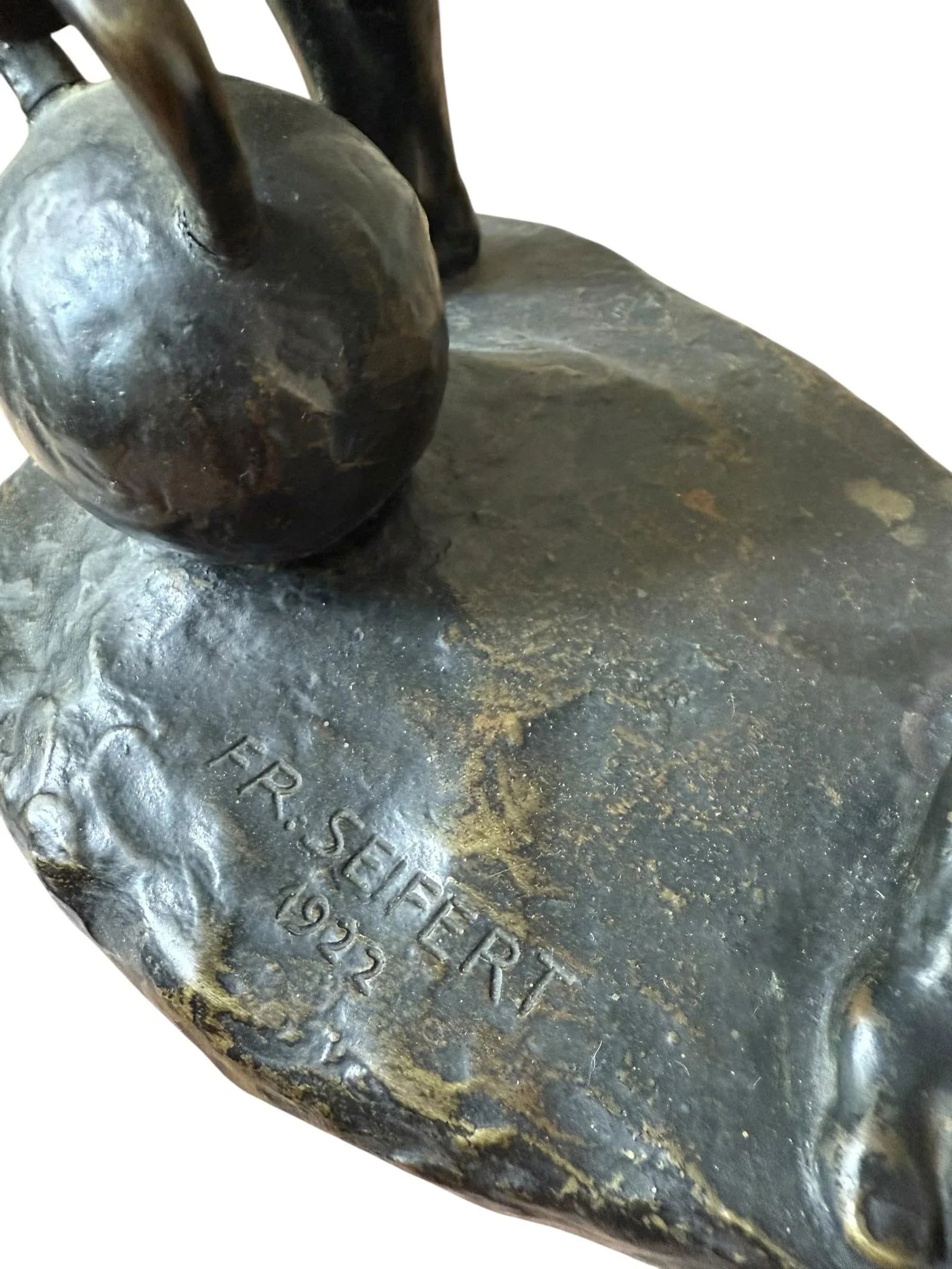 Antique Bronze Sculpture Titled Male Athlete With Kettlebell by Fritz Reinhold Seifert Made 1922 - 8